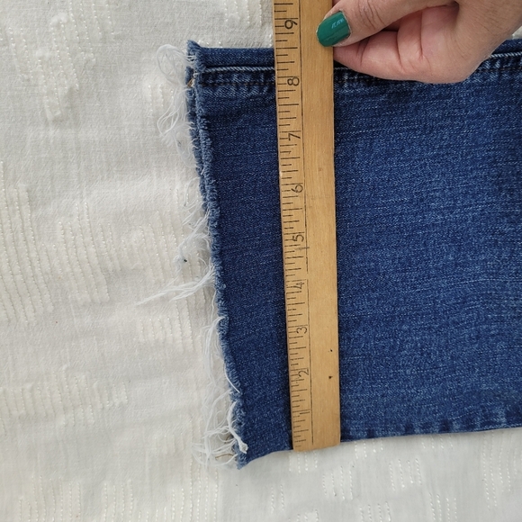 J Crew Mercantile high-rise medium wash cropped jeans raw hem size 35 boho 2X - Picture 7 of 10